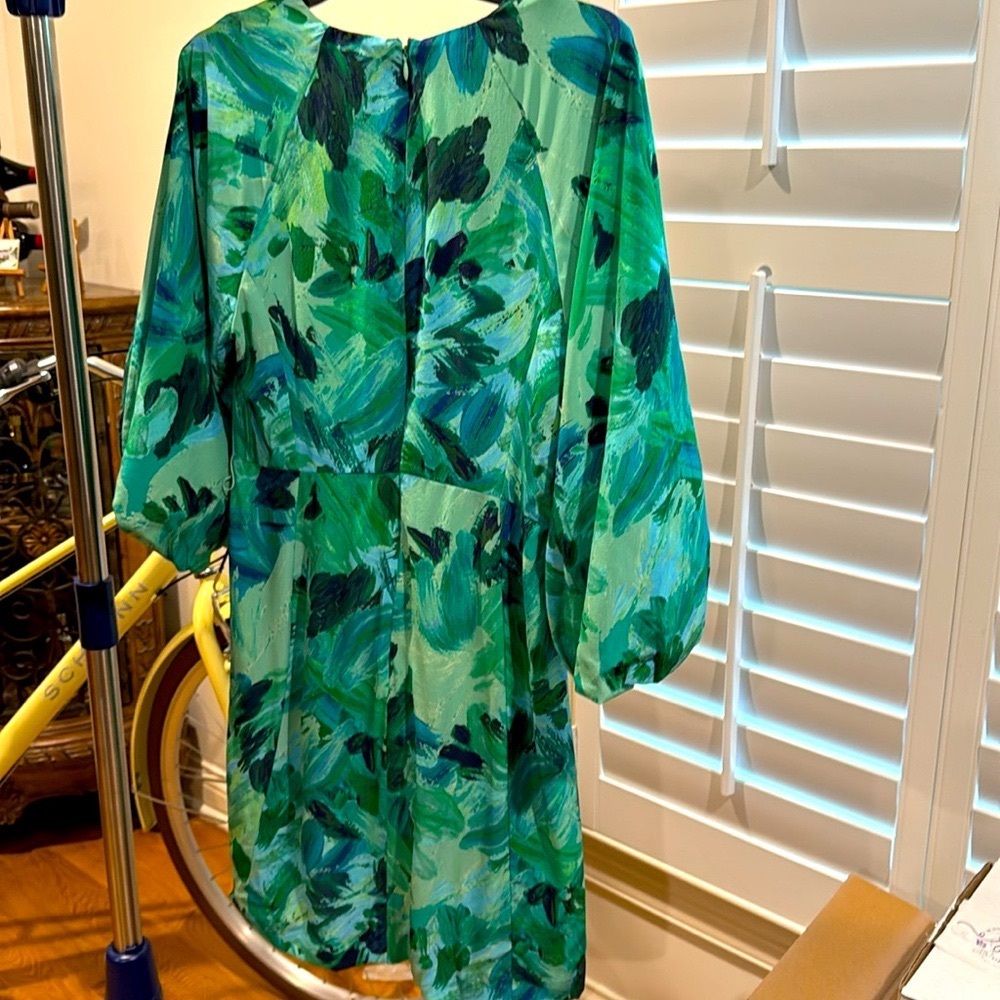 NWT TYLER BOE spring shift dress blue green with pockets - Picture 2 of 10